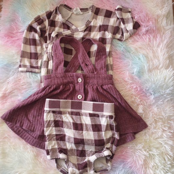 Kate Quinn 3 Piece Dusty Rose Gingham Skirt Set - Picture 1 of 5